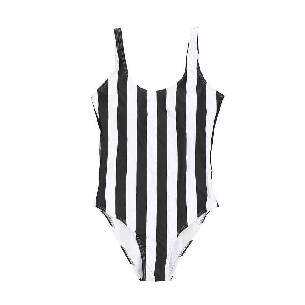 New Stripped One-Piece Blue Red Black Swimsuit