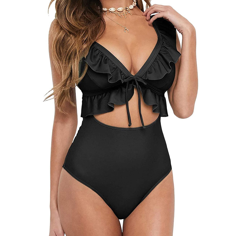 Elegance Unleashed Plus-Size Ruffle Monokini Swimsuit