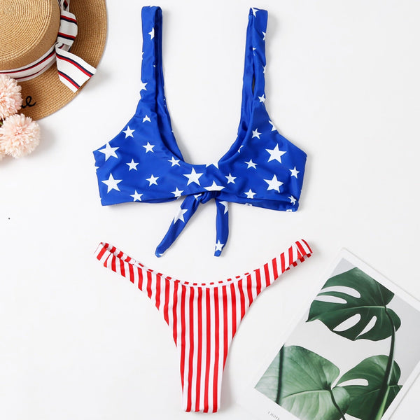 Gorgeous American Flag Thong Cheeky Bikini