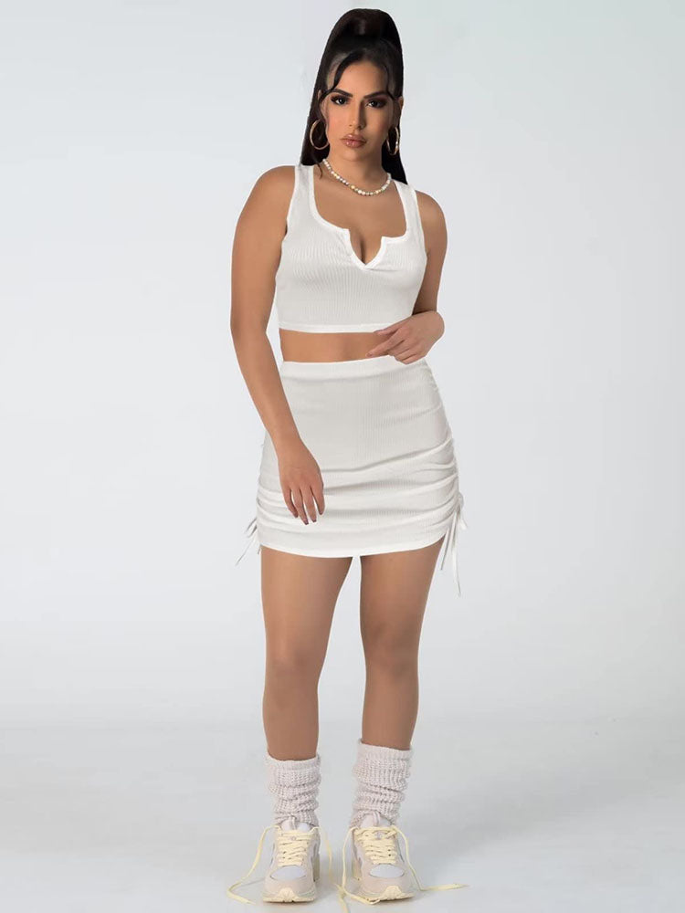 Two Piece Tank Crop Top & Mini Skirt