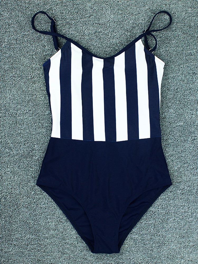 Striped Black Red One Piece Swimsuit