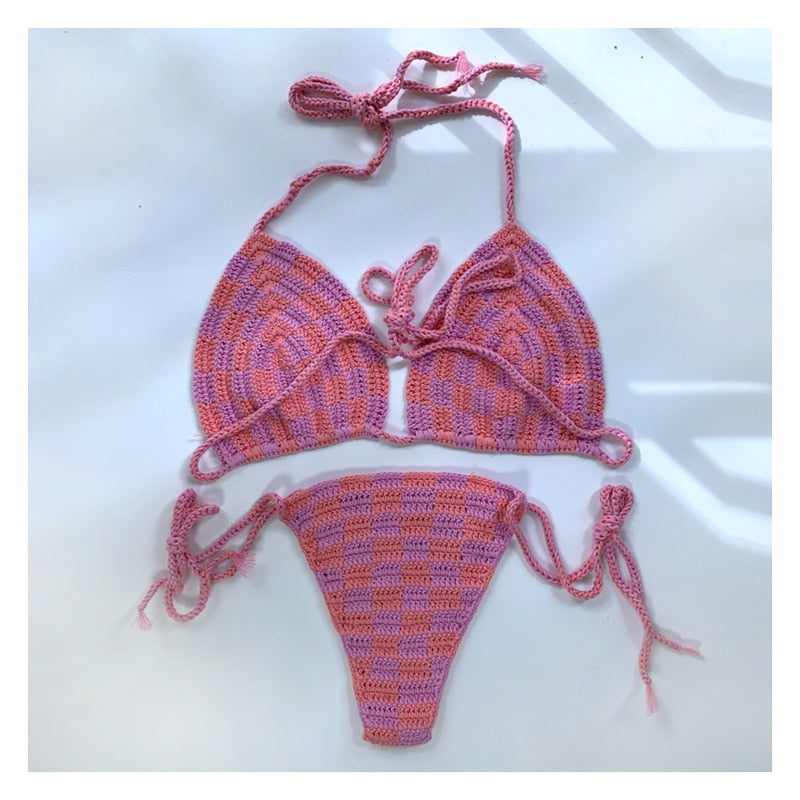 Purple and Pink Paradise Crochet Bikini Set