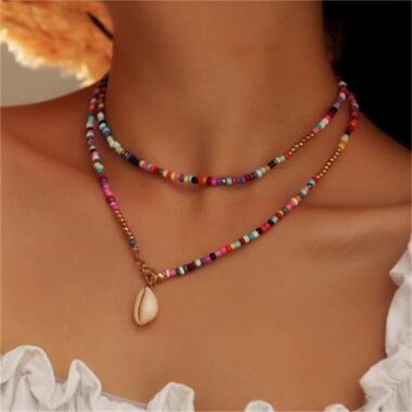 Summer Bloom Bohemian Bead Shell Necklace