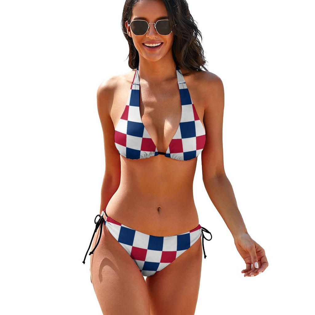 Magical Starry Stripes USA Flag Print Halter Bikini