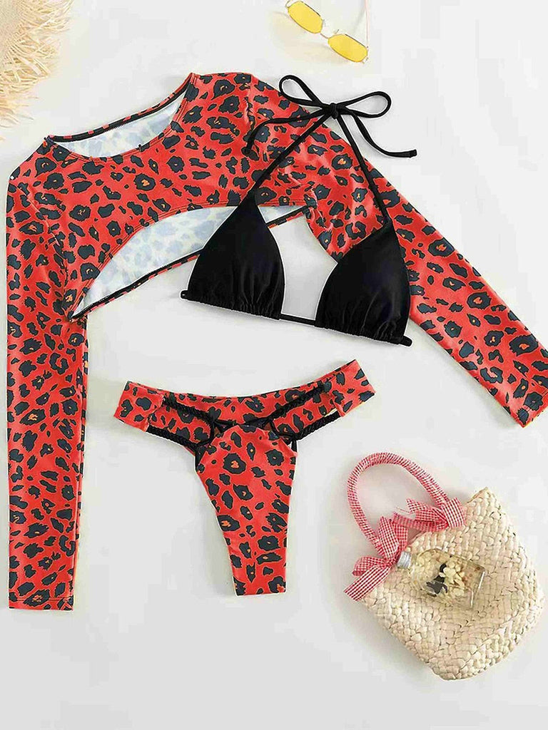 Thong Leopard Three Set Bikini