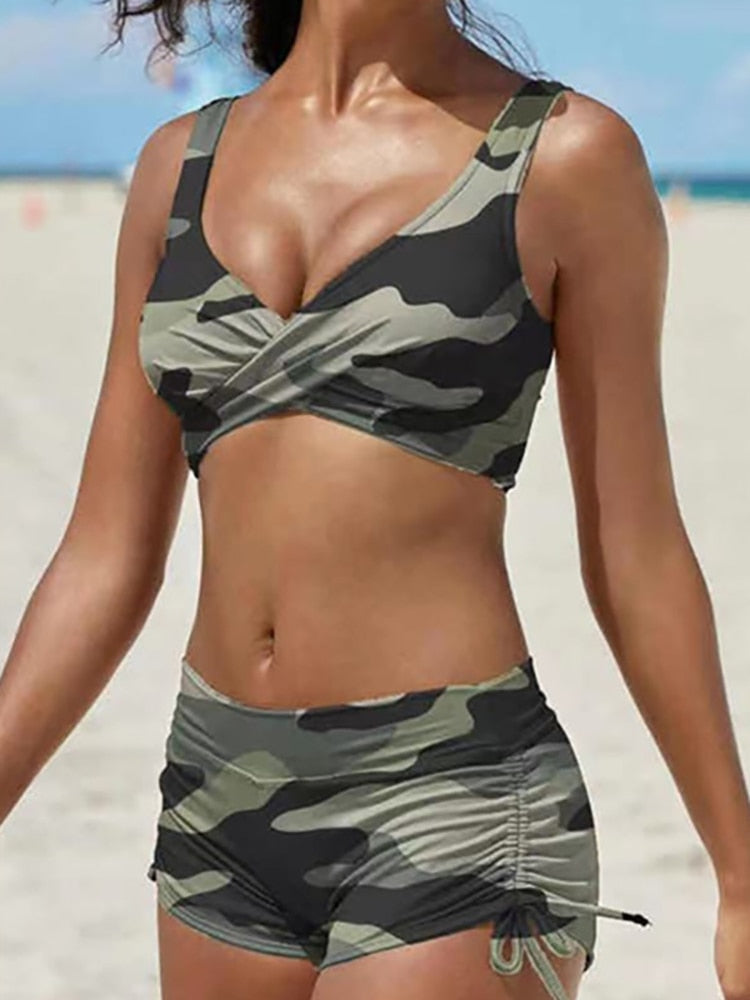 Beautiful Camouflage Print Shorts Bikini