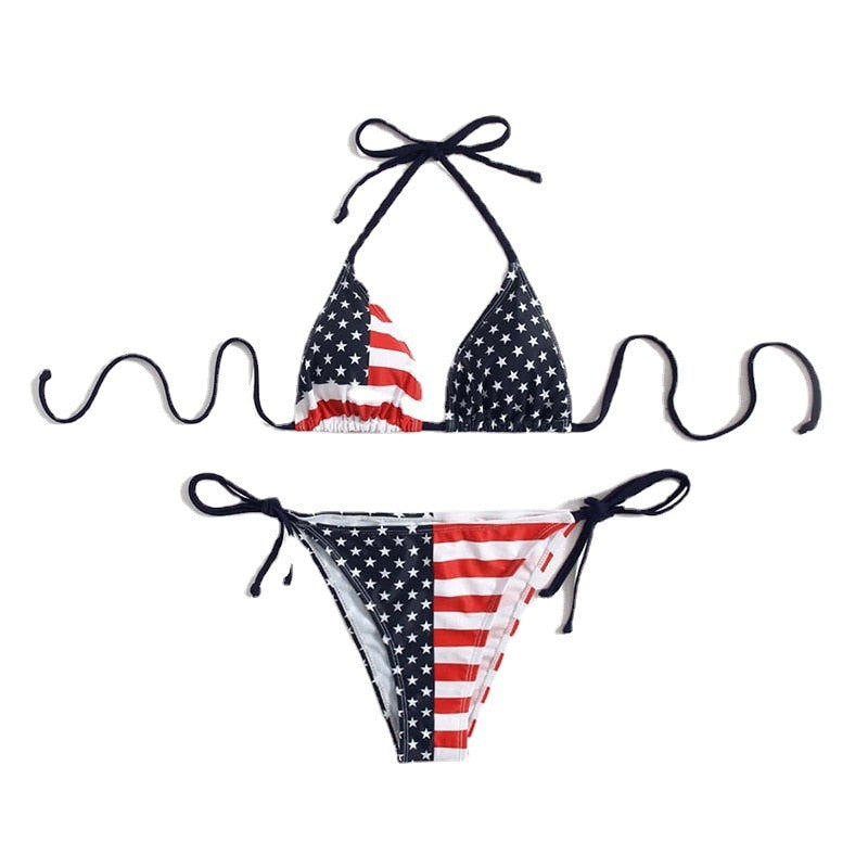 Patriotic Allure: Stars and Stripes American Flag Bikini