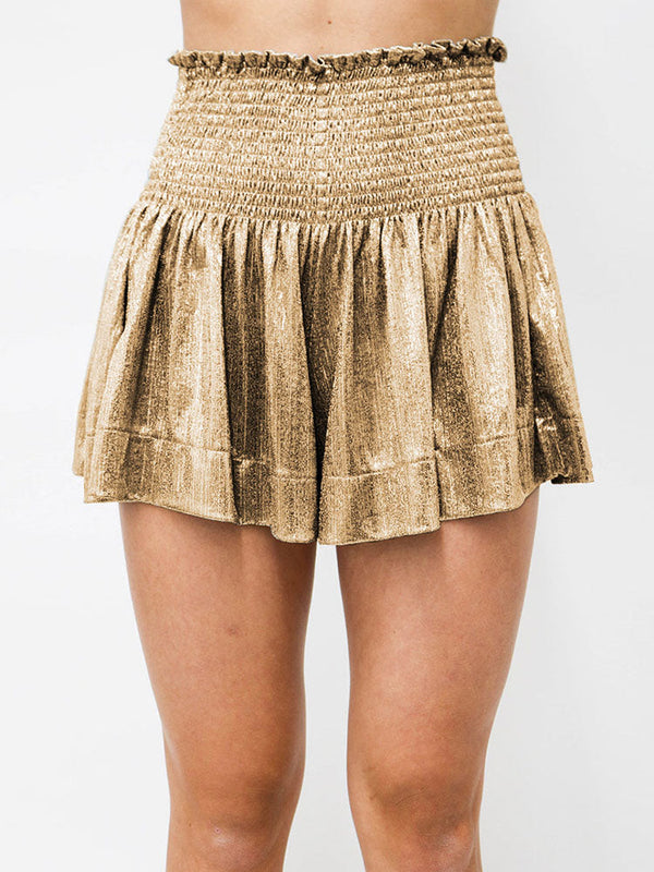 Sparkly High Waist Flowy Short Pants