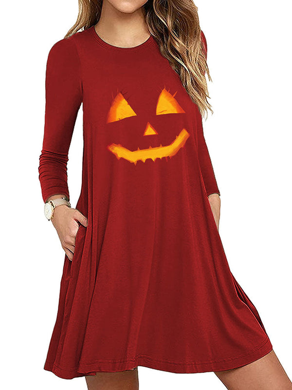 Halloween Plus Size Long Sleeves Loose Mini Dresses