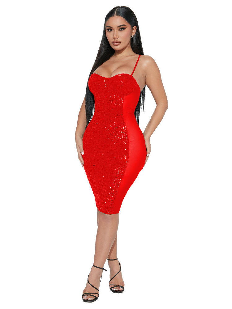 Spaghetti Strap Bodycon Sequin Glitter Mini Dresses