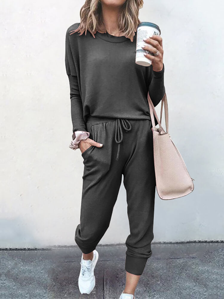 Two Piece Pullover Top & Long Pants Outfits