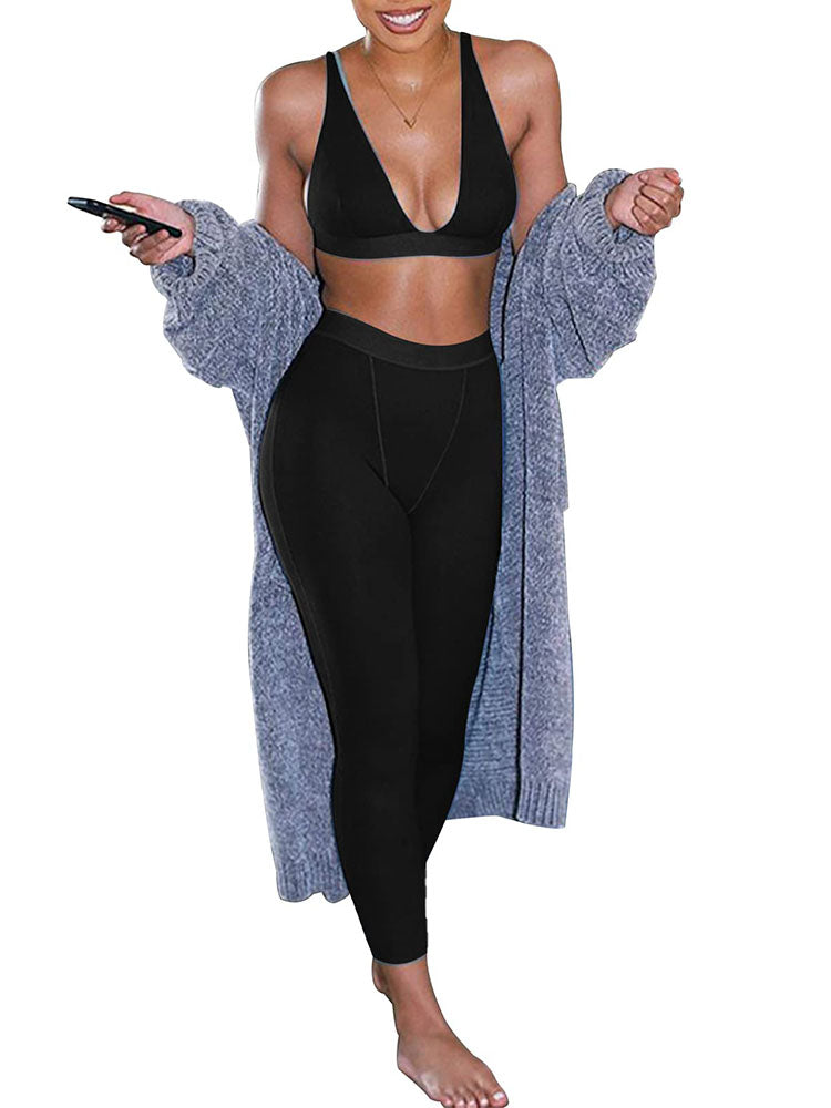 Two Piece Ribbed Sports Bra + High Waist Leggings