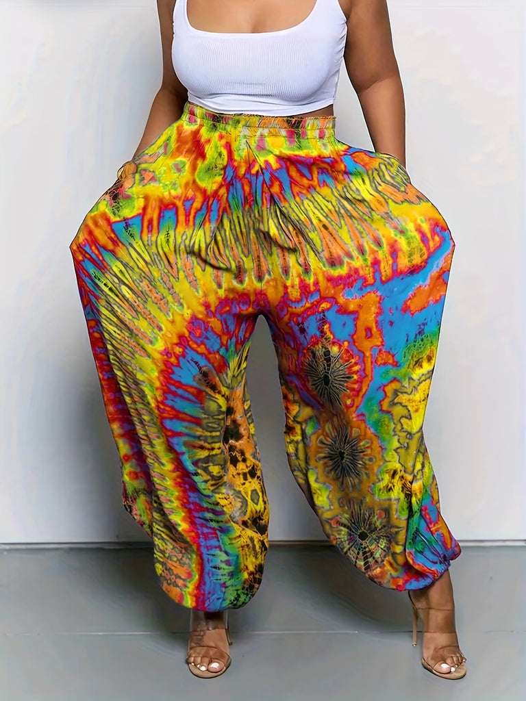 Plus Size Printed Harem Pants