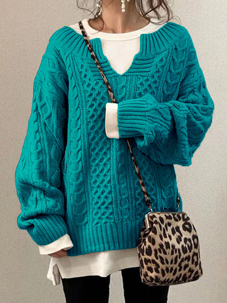 Long Sleeves Twist Knit Sweaters