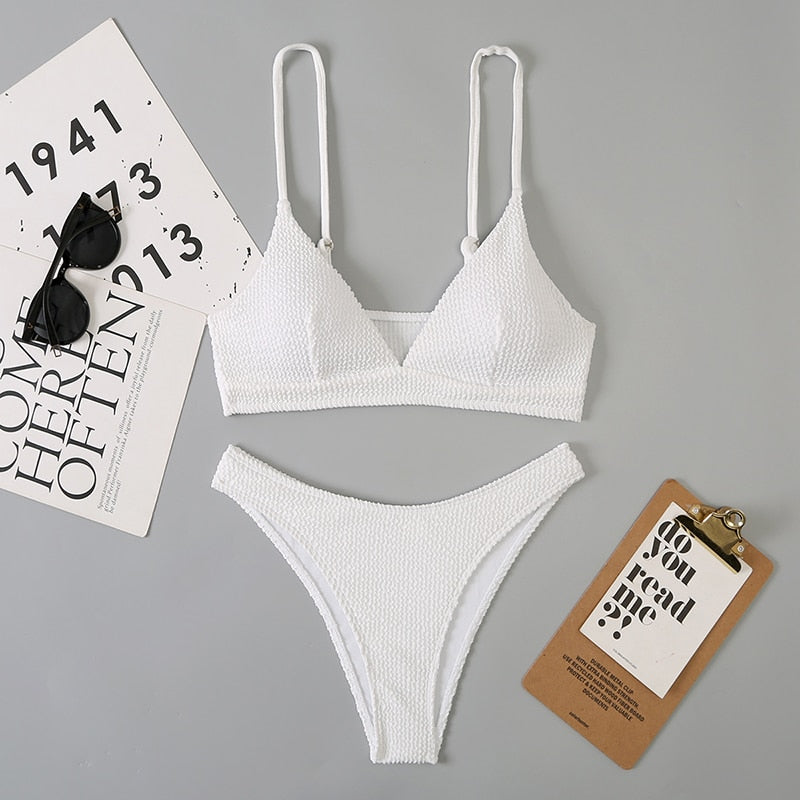 Sunset and Swim Preppy High Cut Bikini Set