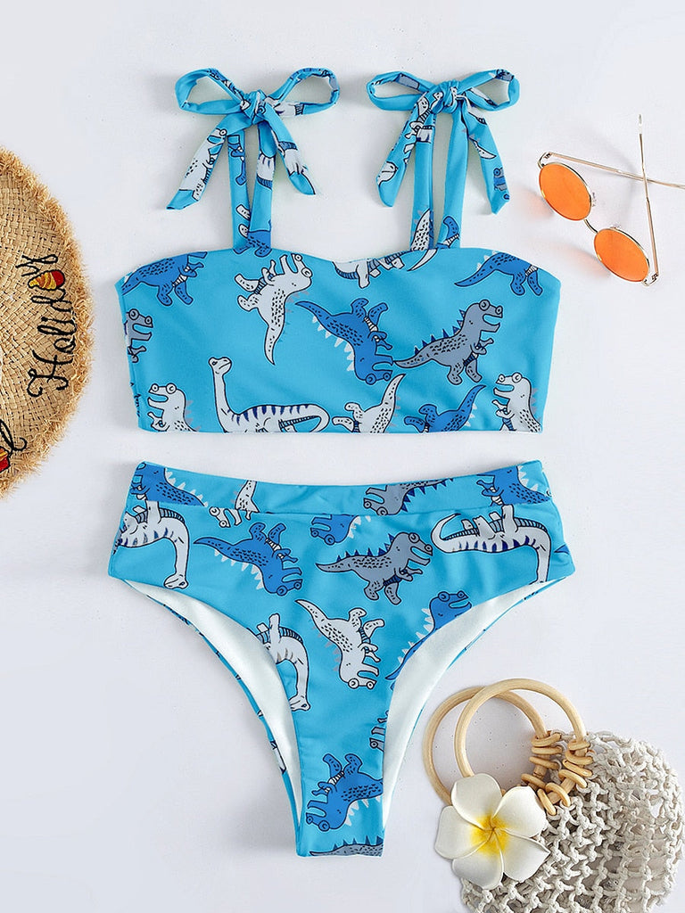 Hear Me Roar - Dinosaur Print High Waist Bikini