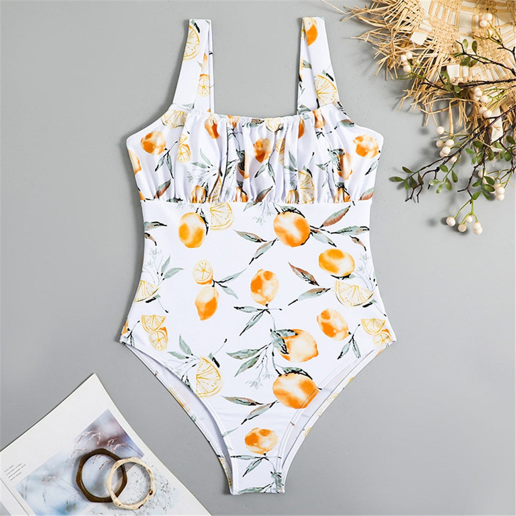 Orange Delight Wrinkled One Piece Swimsuit Bathing Suit