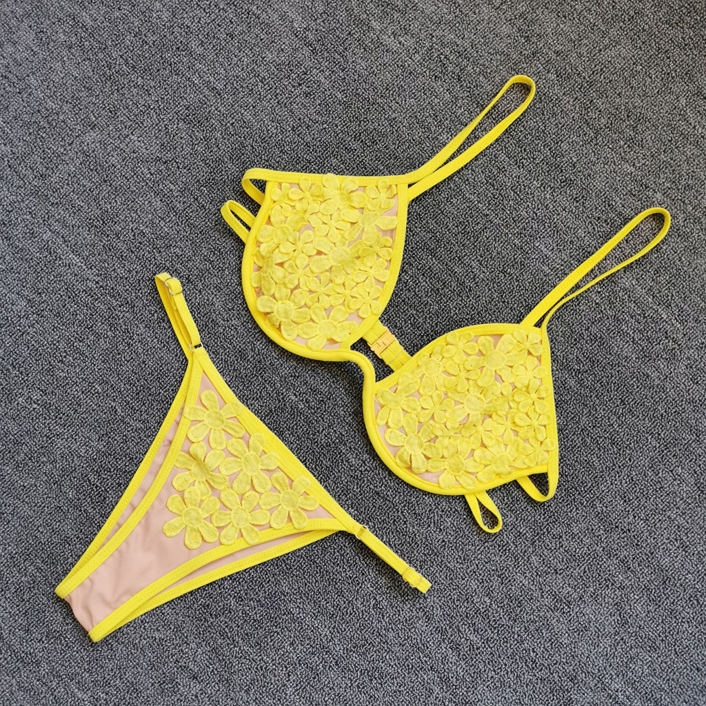 Floral Brazilian Cheeky Transparent Effect Bikini