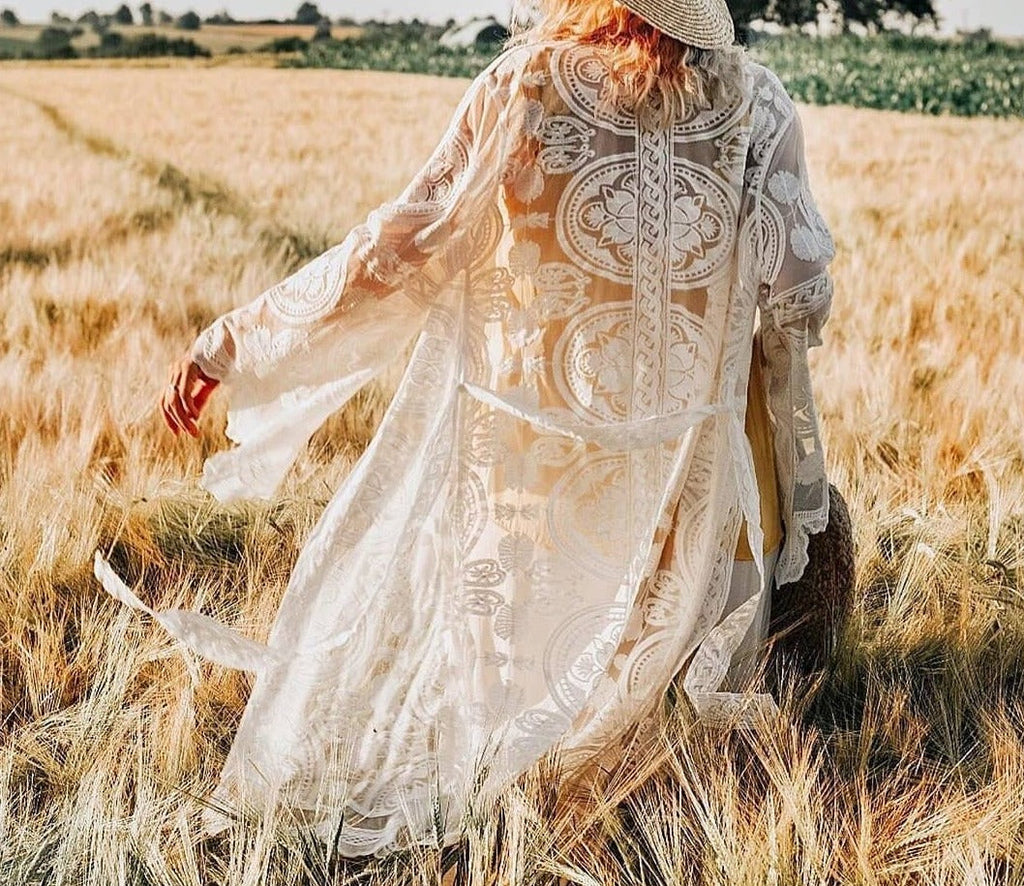 Sunset and Swim Embroidered Boho Mesh Cover Up