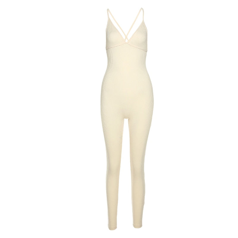 Heather V-neck Skinny Sexy Jumpsuit