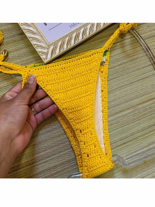 Pineapple Paradise Yellow Crochet Bikini