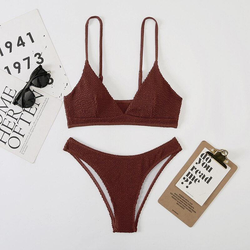 Sunset and Swim Preppy High Cut Bikini Set