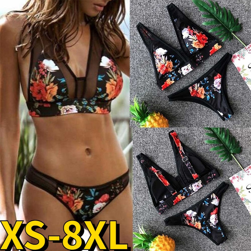 Sunset and Swim Floral Paradise Two-piece DD+ Bikini Set