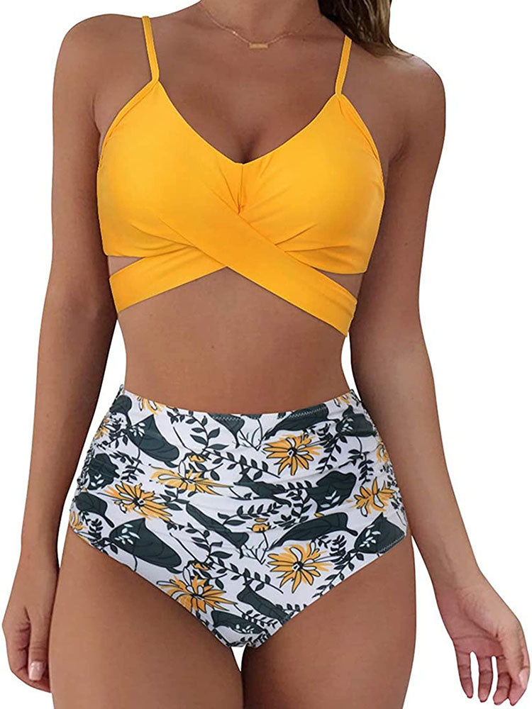 Two Piece Striped Print Bikini Sets