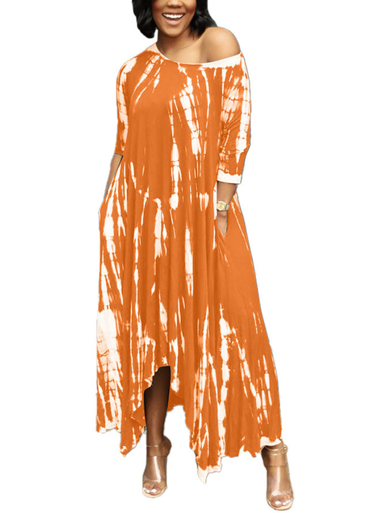 Tie Dye Half Sleeve Maxi Dress