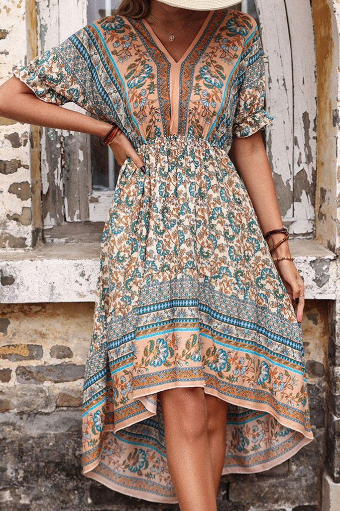 Boho Bohemian High-Low Open Back Dress