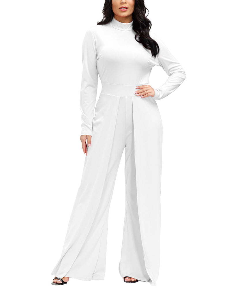 Long Sleeve Round Neck Wide Leg Jumpsuit