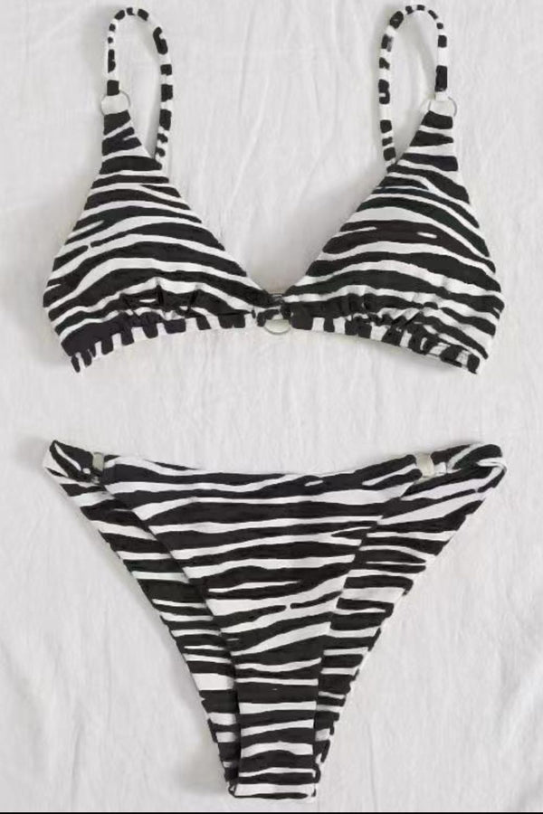 Aya Zebra Print Tie-Back Bikini Set