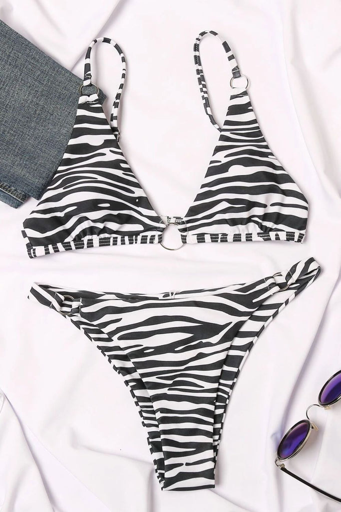 Aya Zebra Print Tie-Back Bikini Set