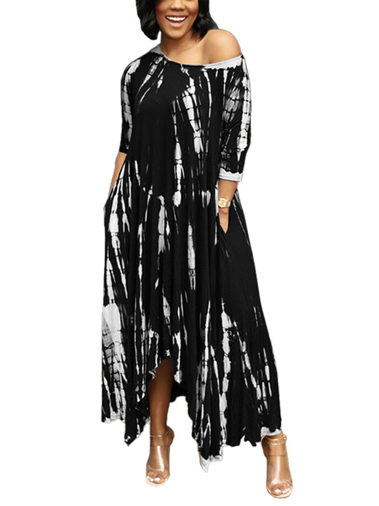 Tie Dye Half Sleeve Maxi Dress