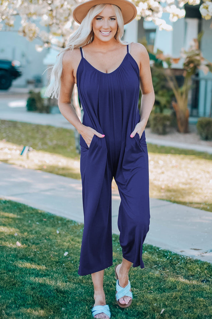 Plus Size Spaghetti Strap Wide Leg Jumpsuit