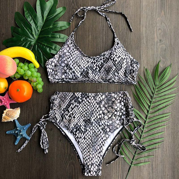 Beach Life High Waist Halter Bikini Set