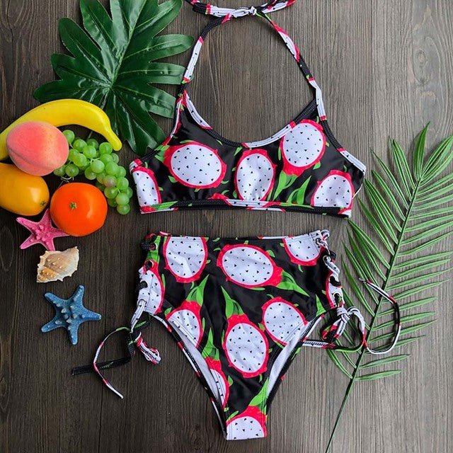 Beach Life High Waist Halter Bikini Set