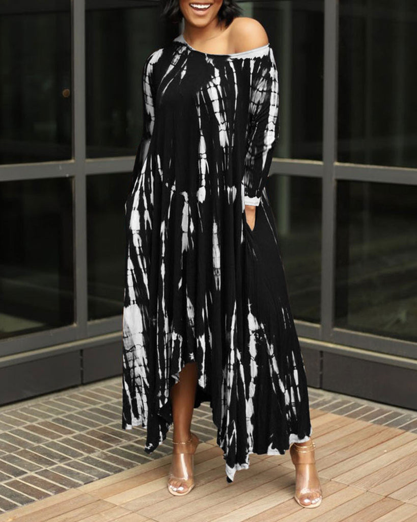 Tie Dye long Sleeve Maxi Dress