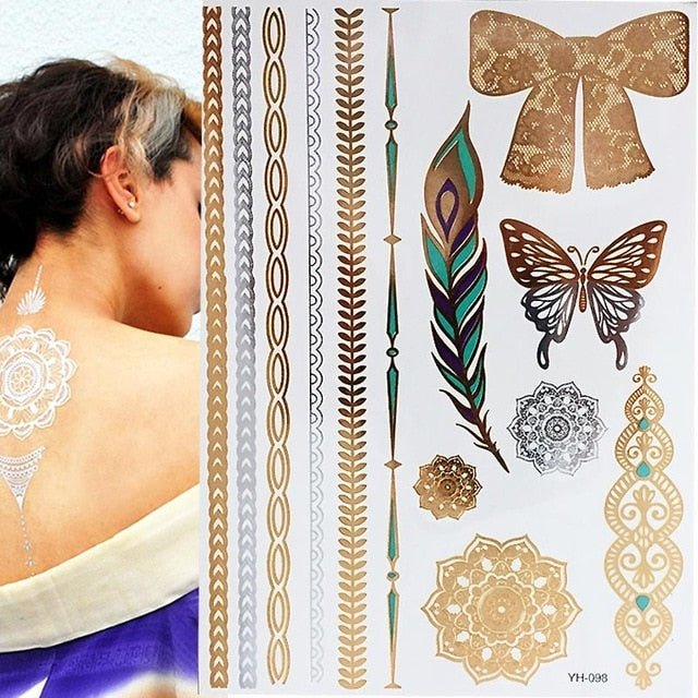 Boho Bohemian Dreams Stunning Metallic Waterproof Temporary Tattoos