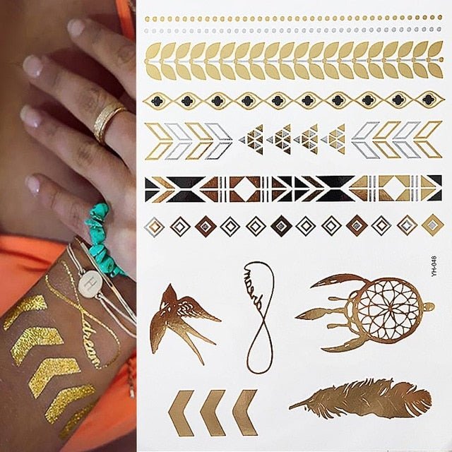 Boho Bohemian Dreams Stunning Metallic Waterproof Temporary Tattoos