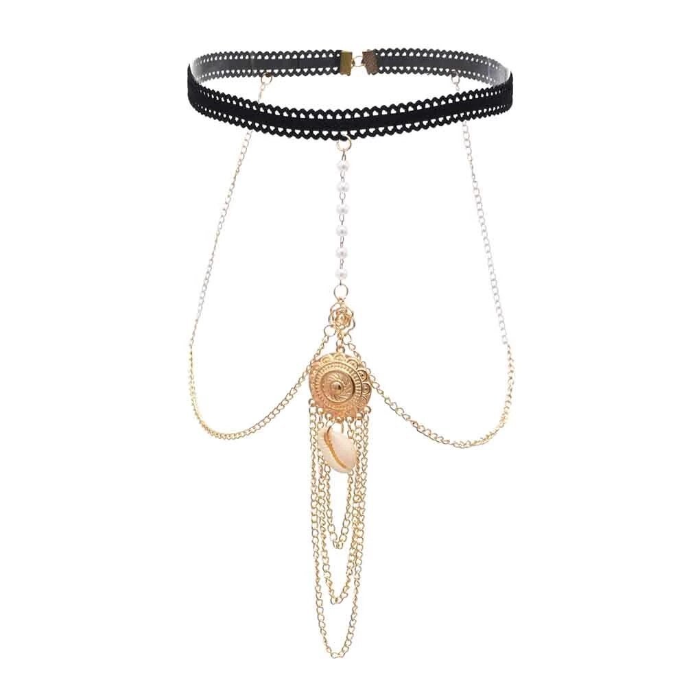 Boho Bohemian Water Drop Pendant Leg Thigh Chain Body Chain Jewelry