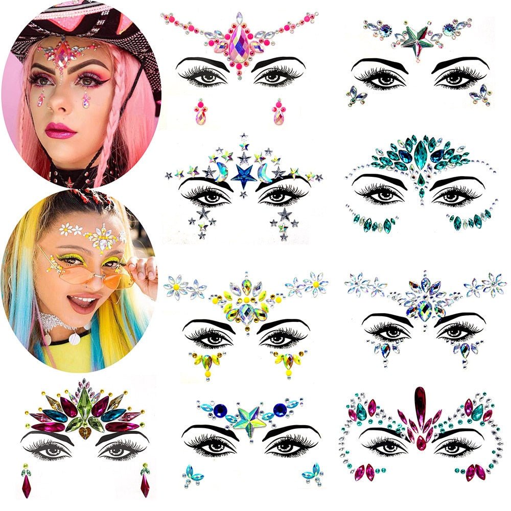 Boho Treasures 3D Crystal Sticker Face Jewels