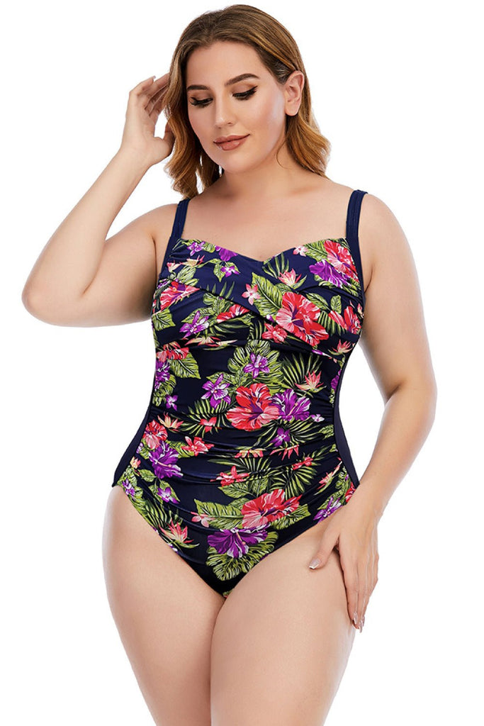 Carol Floral Crisscross One-Piece Plus Size Swimsuit