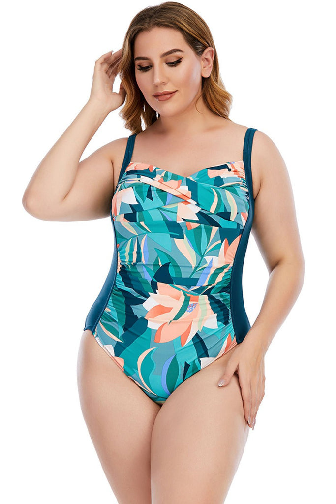 Carol Floral Crisscross One-Piece Plus Size Swimsuit