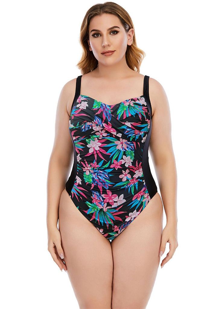 Carol Floral Crisscross One-Piece Plus Size Swimsuit