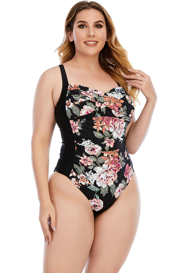 Carol Floral Crisscross One-Piece Plus Size Swimsuit