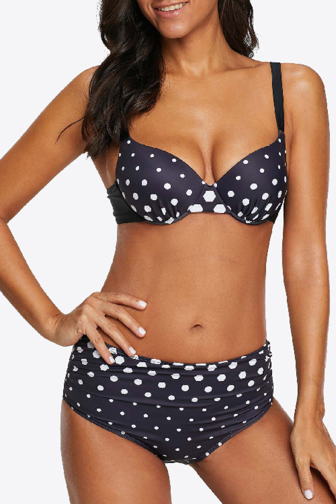 Sunset and Swim Polka Dot Bikini Set Fuller Bust Swimwear