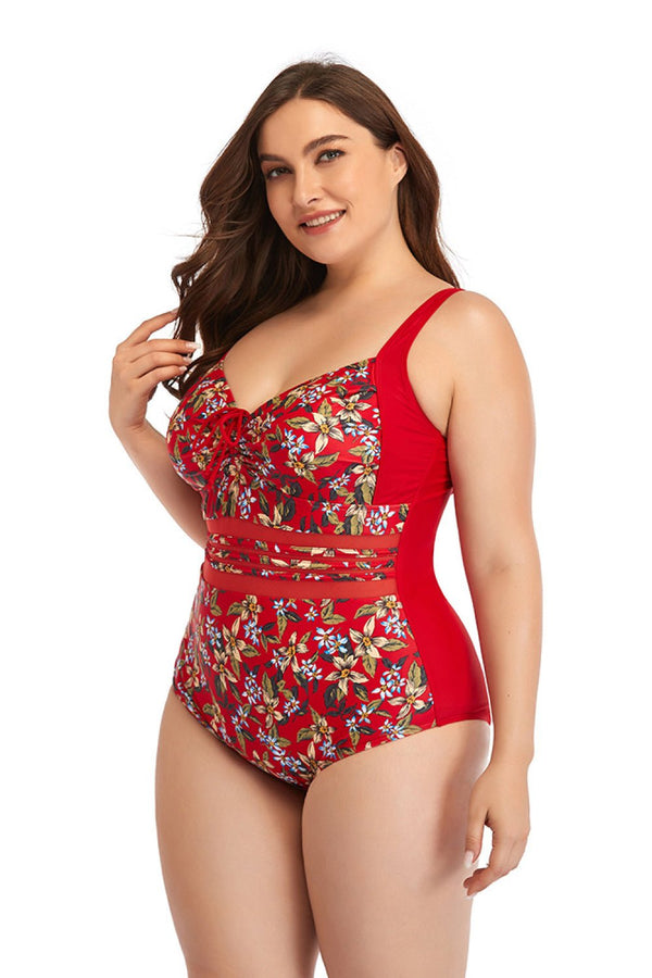 Courtney Floral Drawstring Detail One-Piece Swimsuit