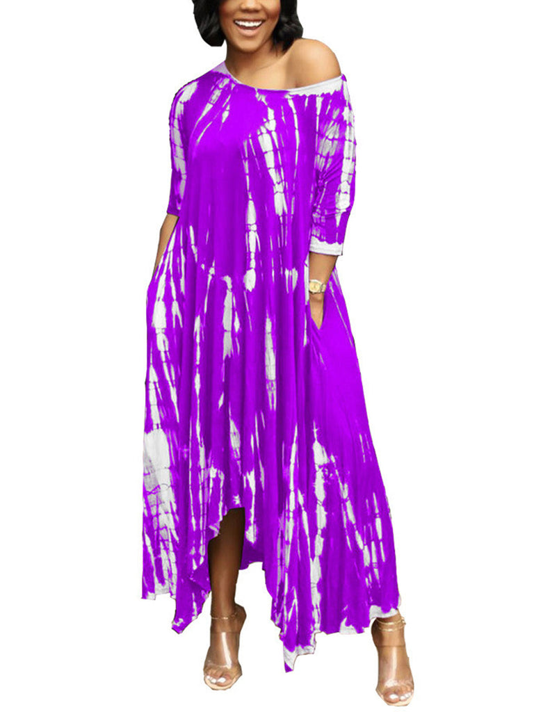 Tie Dye Half Sleeve Maxi Dress