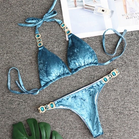 Emilia Bling Diamond Pink Blue Bikini